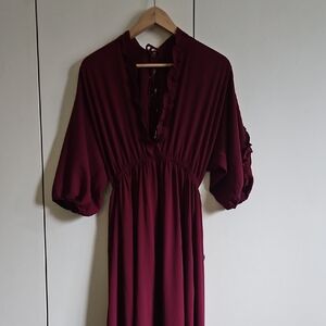 Vici Burgundy Long Sleeve Dress
